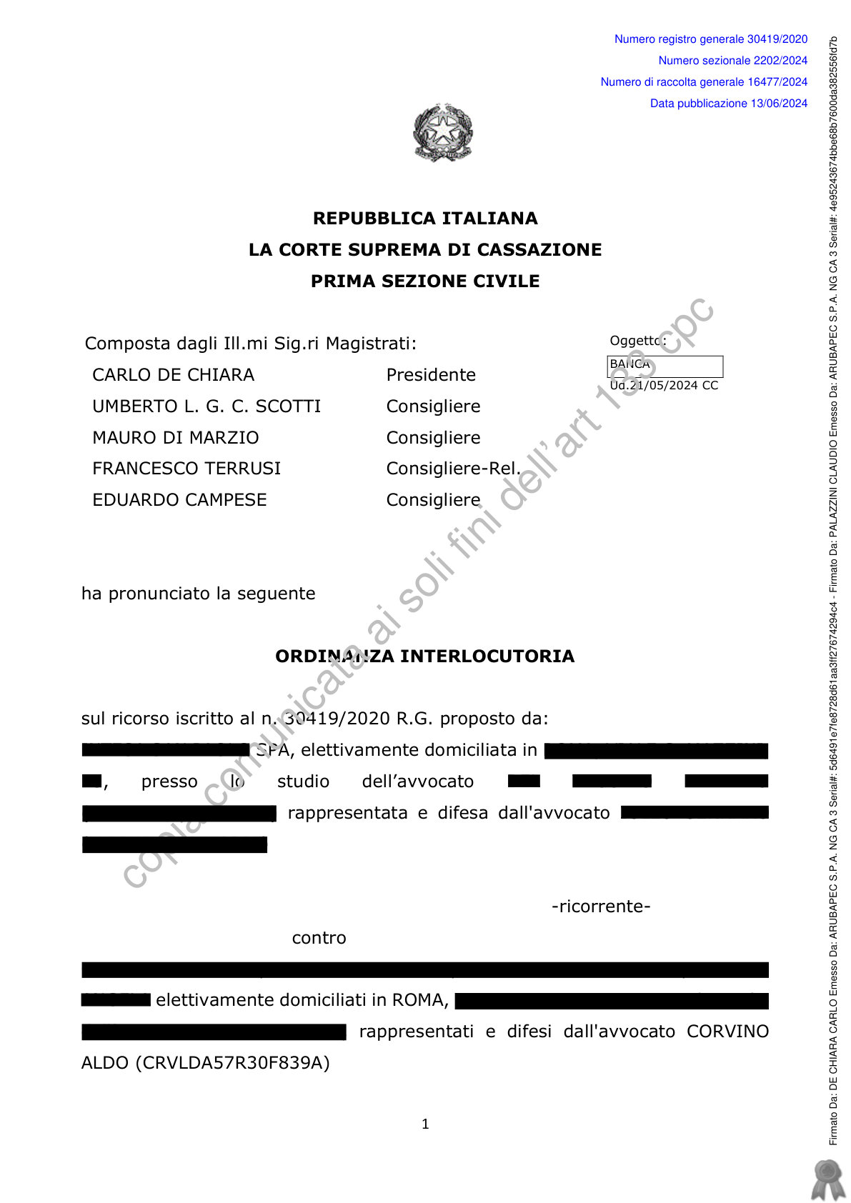 Anteprima frontespizio: Cassazione — Rimessione SU (2024)